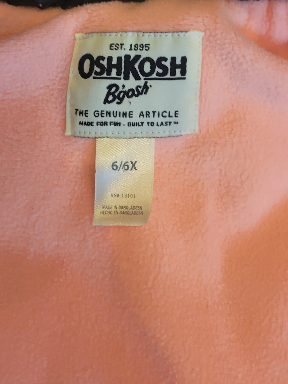 OshKosh B'gosh  Puffer Vest  Black/Pink Size 6/6x